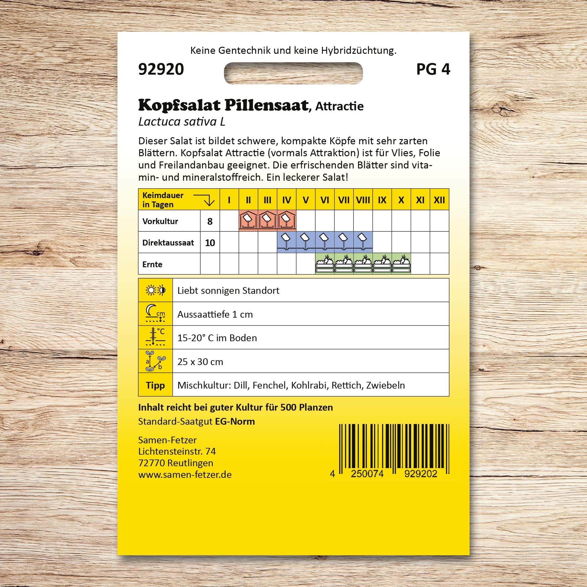 Kopfsalat Pillensaat Attractie