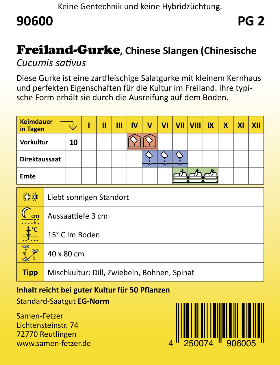 Freilandgurken Chinese Slangen (Chinesische Schlangen)