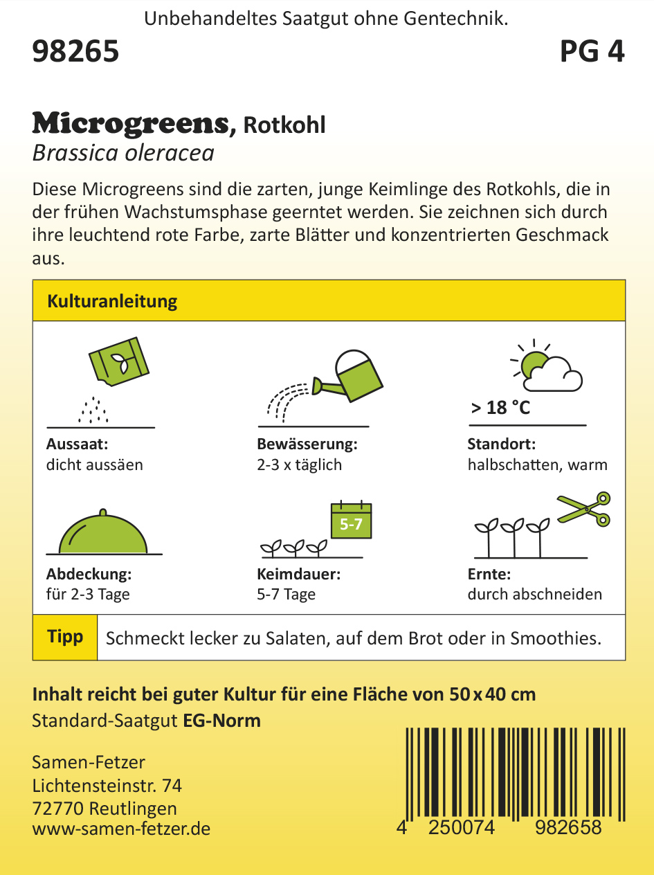 Microgreens (Bio) Rotkohl