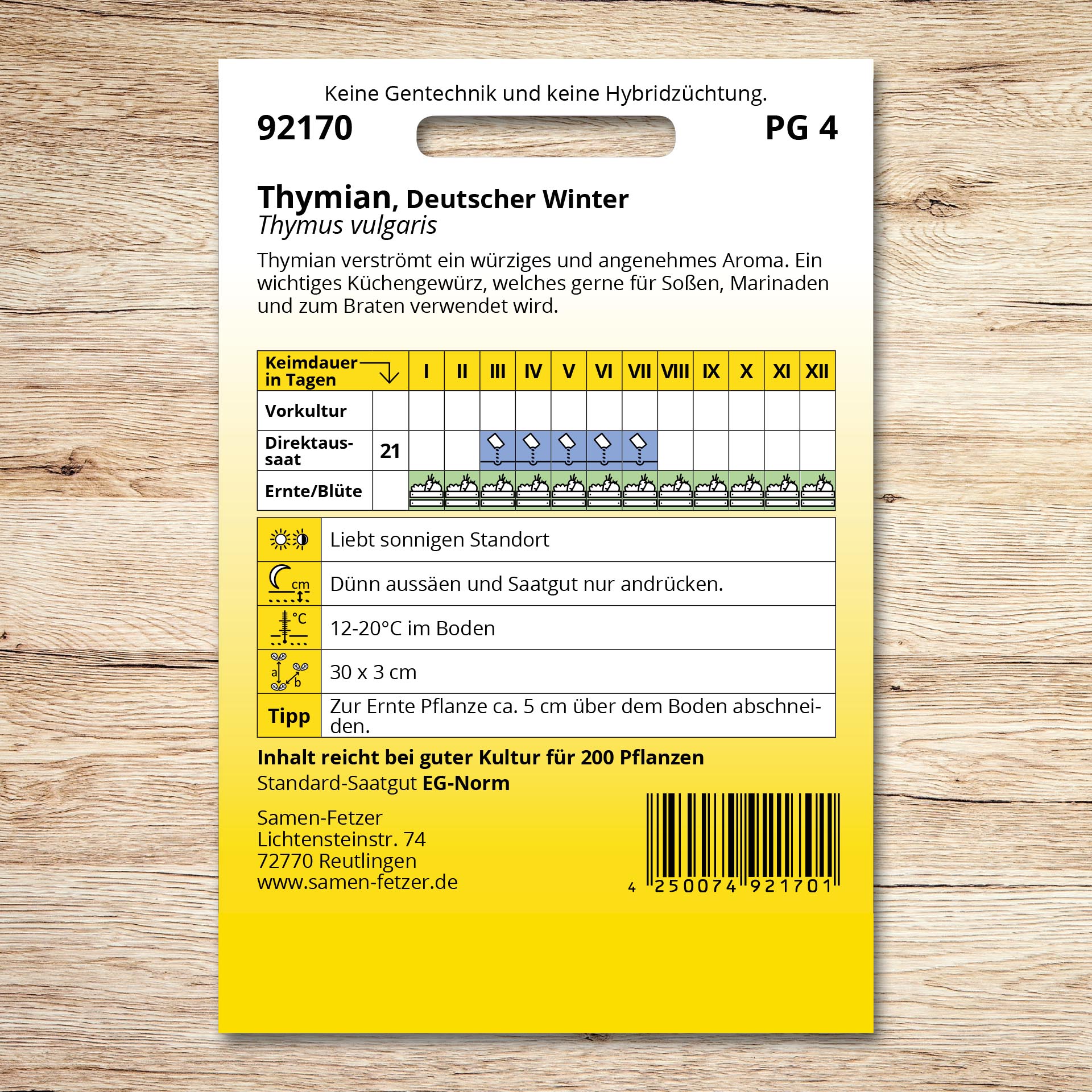 Thymian Deutscher Winter, einjährig