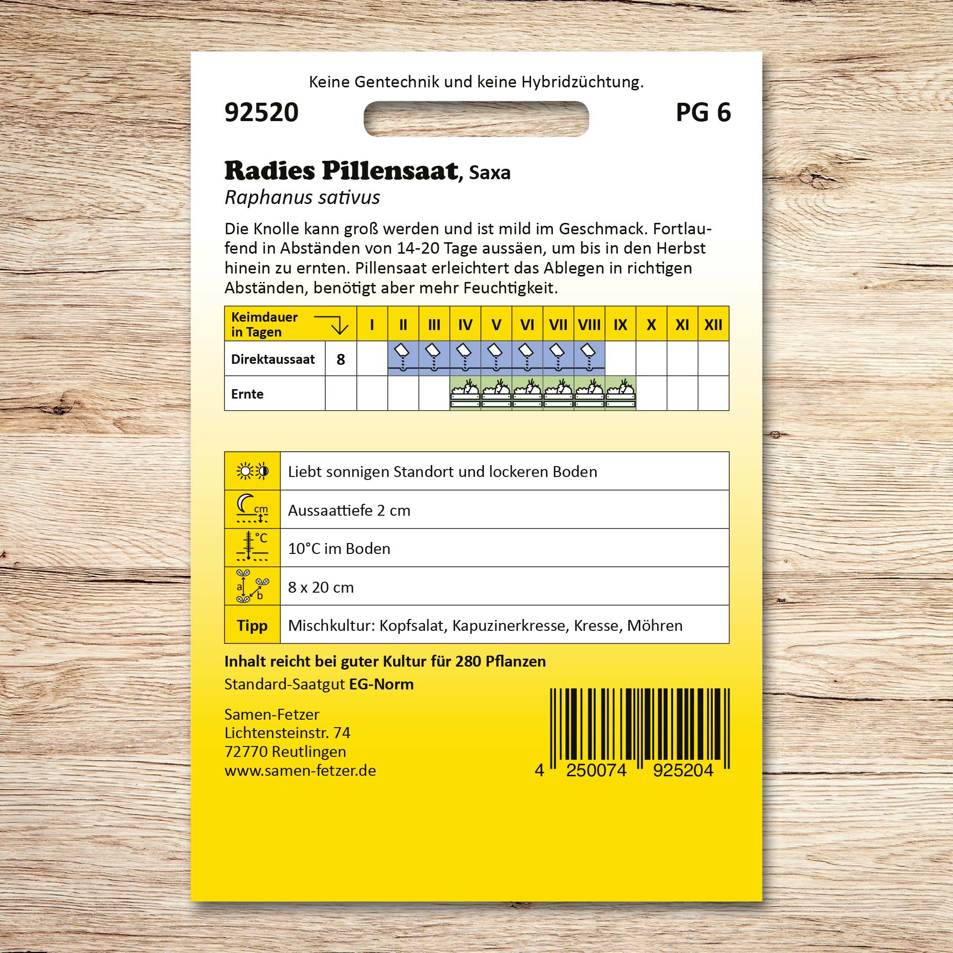 Radies Pillensaat Saxa